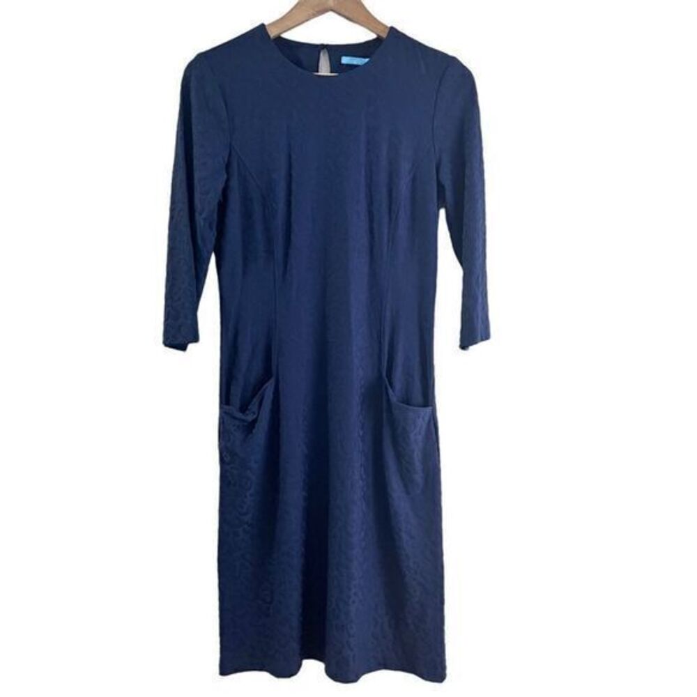 J. McLaughlin Navy Textured Catalyst Dress